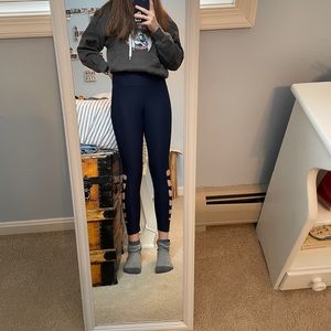 Navy blue leggings with slits on sides